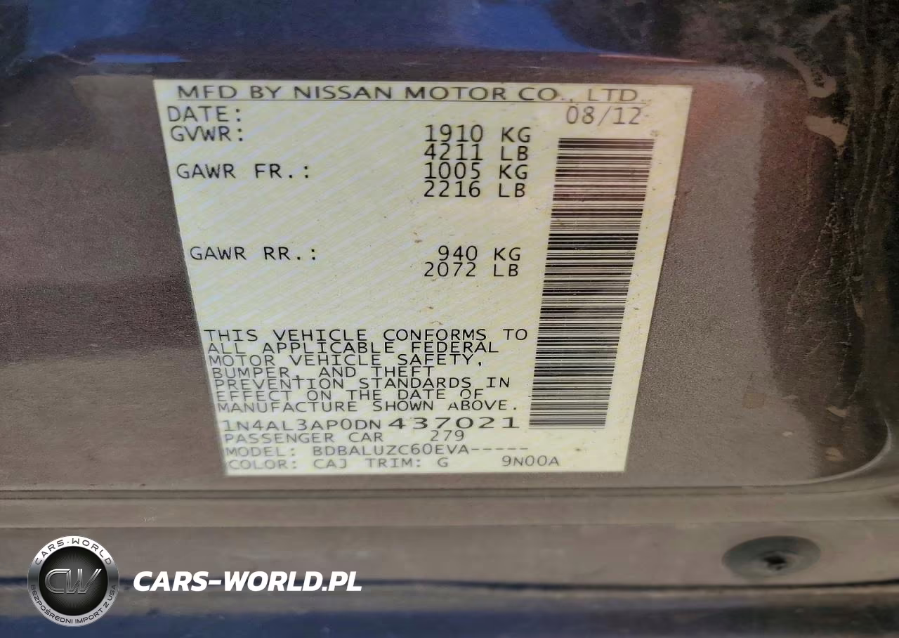 2013 Nissan Altima 2.5 VIN:1N4AL3AP0DN437021 - 12