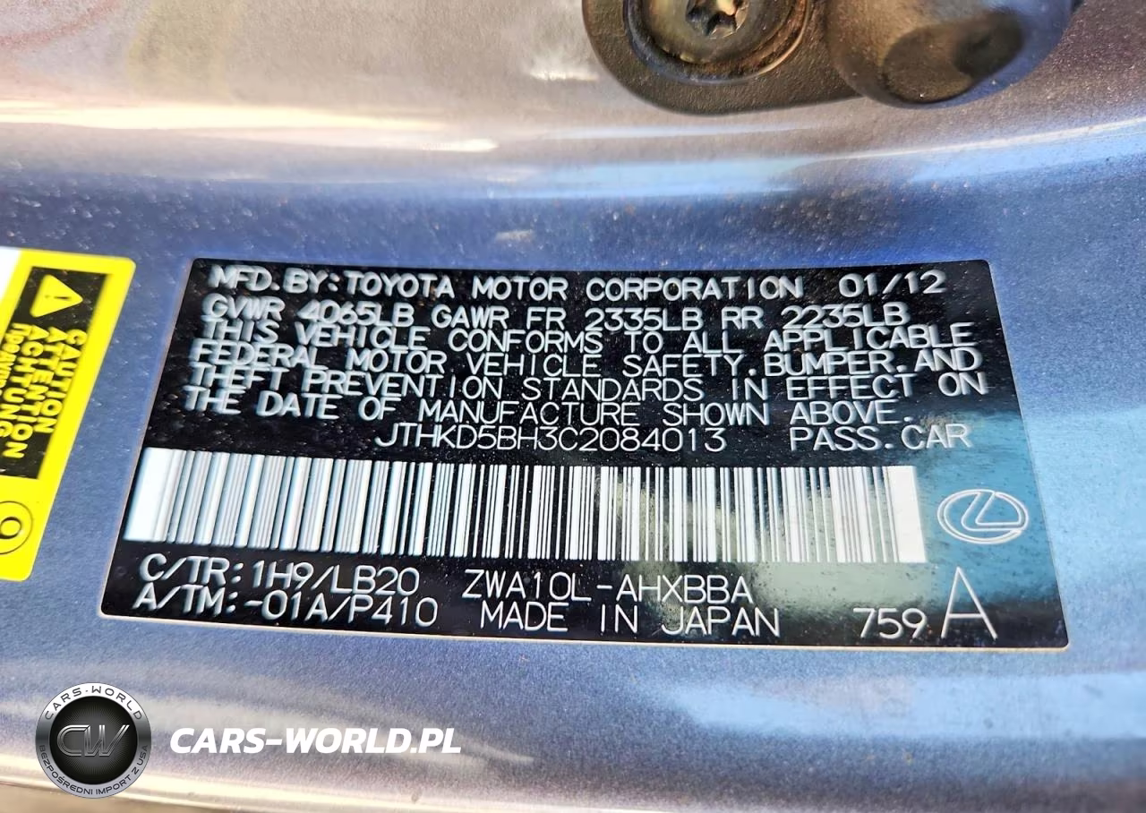 2012 Lexus Ct 200 VIN:JTHKD5BH3C2084013 - 12