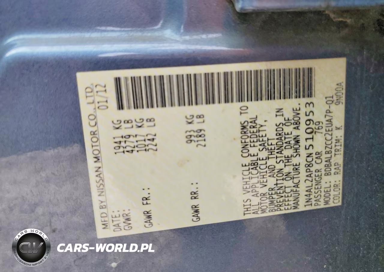 2012 Nissan Altima 2.5 VIN:1N4AL2AP8CN510953 - 12