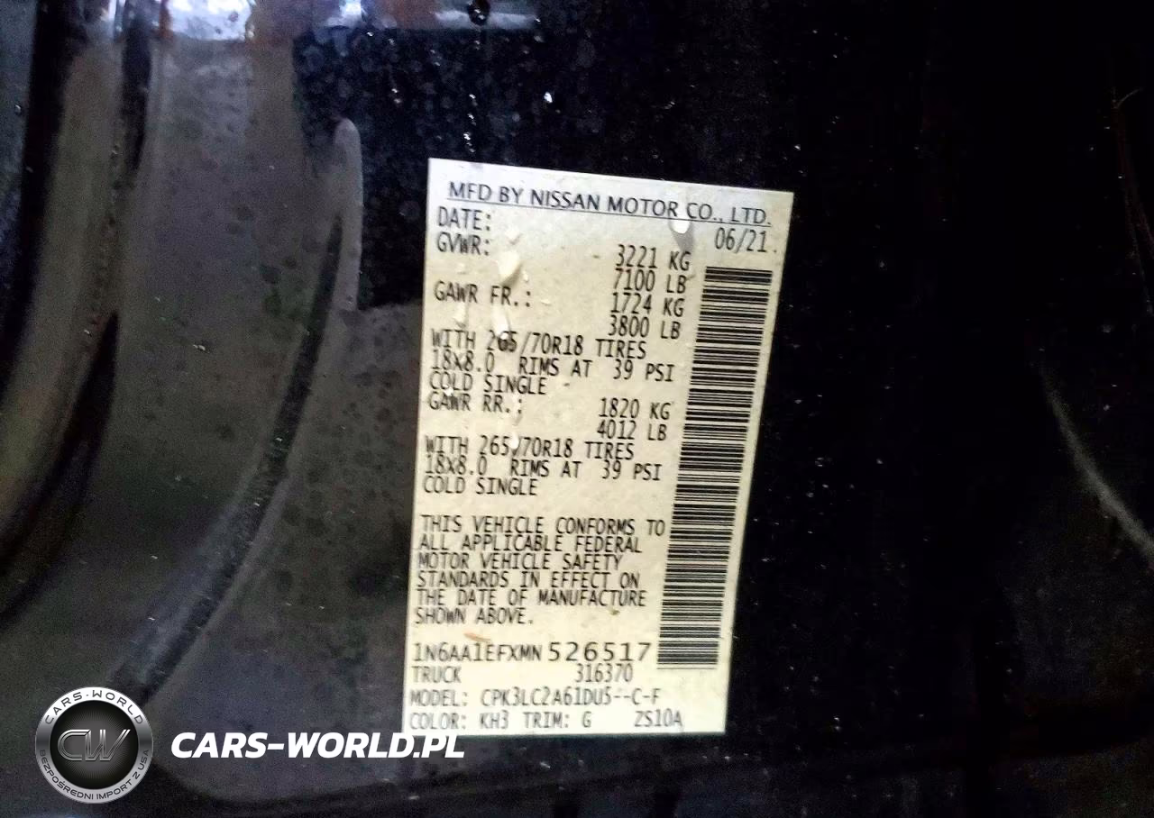 2021 Nissan Titan Sv VIN:1N6AA1EFXMN526517 - 12