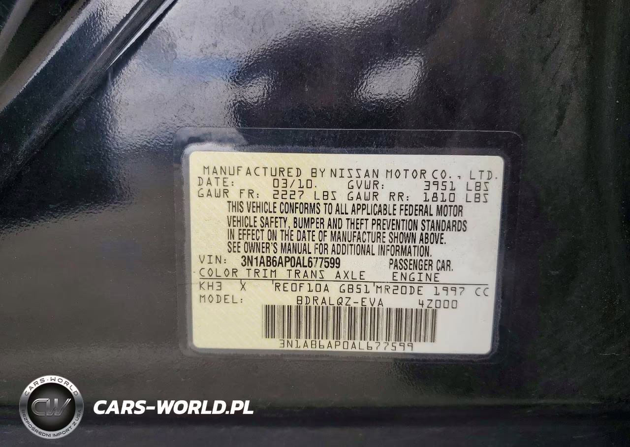 2010 Nissan Sentra 2.0 VIN:3N1AB6AP0AL677599 - 12