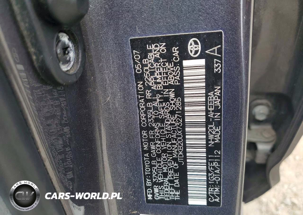 2007 Toyota Prius Base VIN:JTDKB20UX73271285 - 12