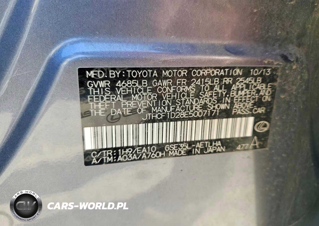 2014 Lexus Is 250 VIN:JTHCF1D28E5007171 - 12