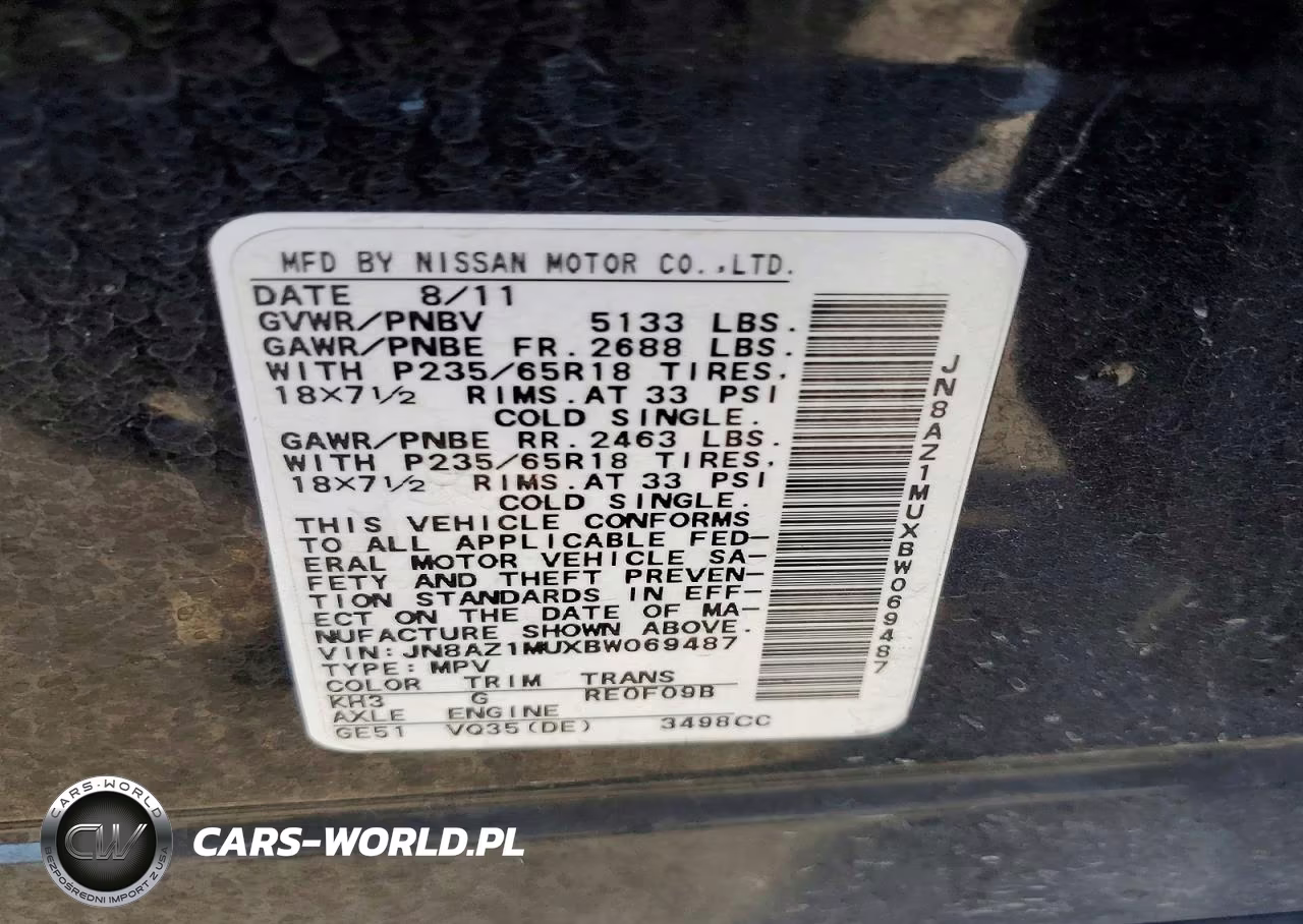 2011 Nissan Murano S VIN:JN8AZ1MUXBW069487 - 14