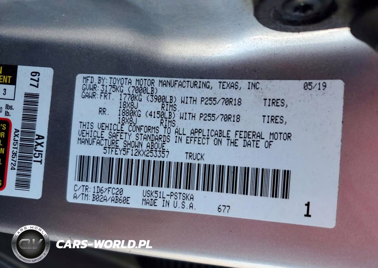 2019 Toyota Tundra Crewmax Sr5 VIN:5TFEY5F12KX253357 - 12
