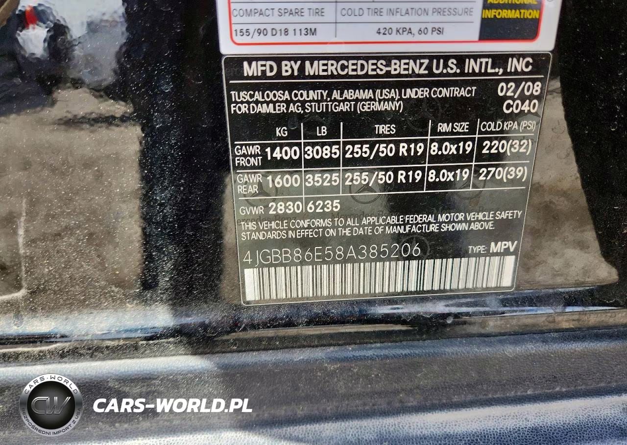 2008 Mercedes-Benz Ml 350 VIN:4JGBB86E58A385206 - 13
