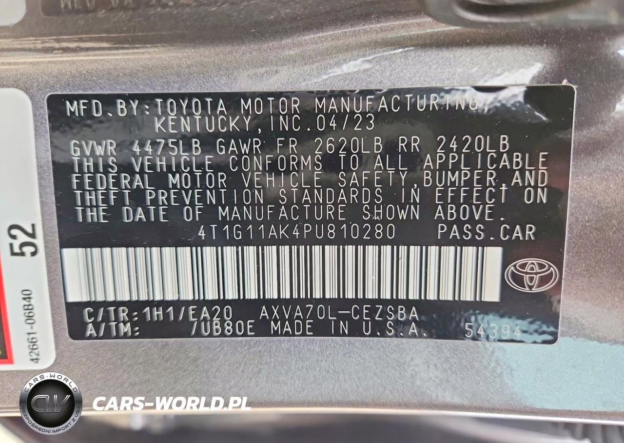 2023 Toyota Camry Se VIN:4T1G11AK4PU810280 - 12