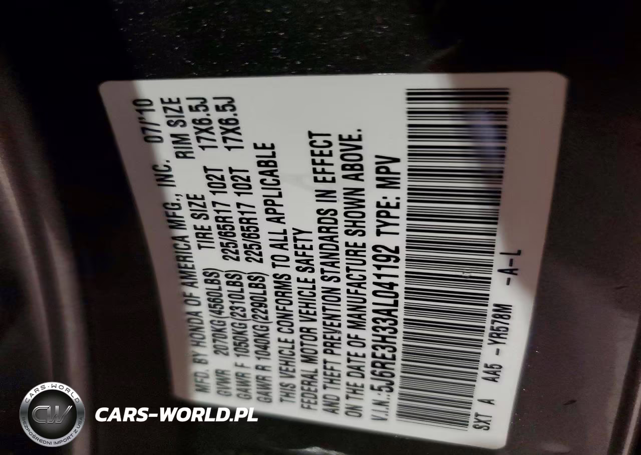 2010 Honda Cr-V Lx VIN:5J6RE3H33AL041192 - 13