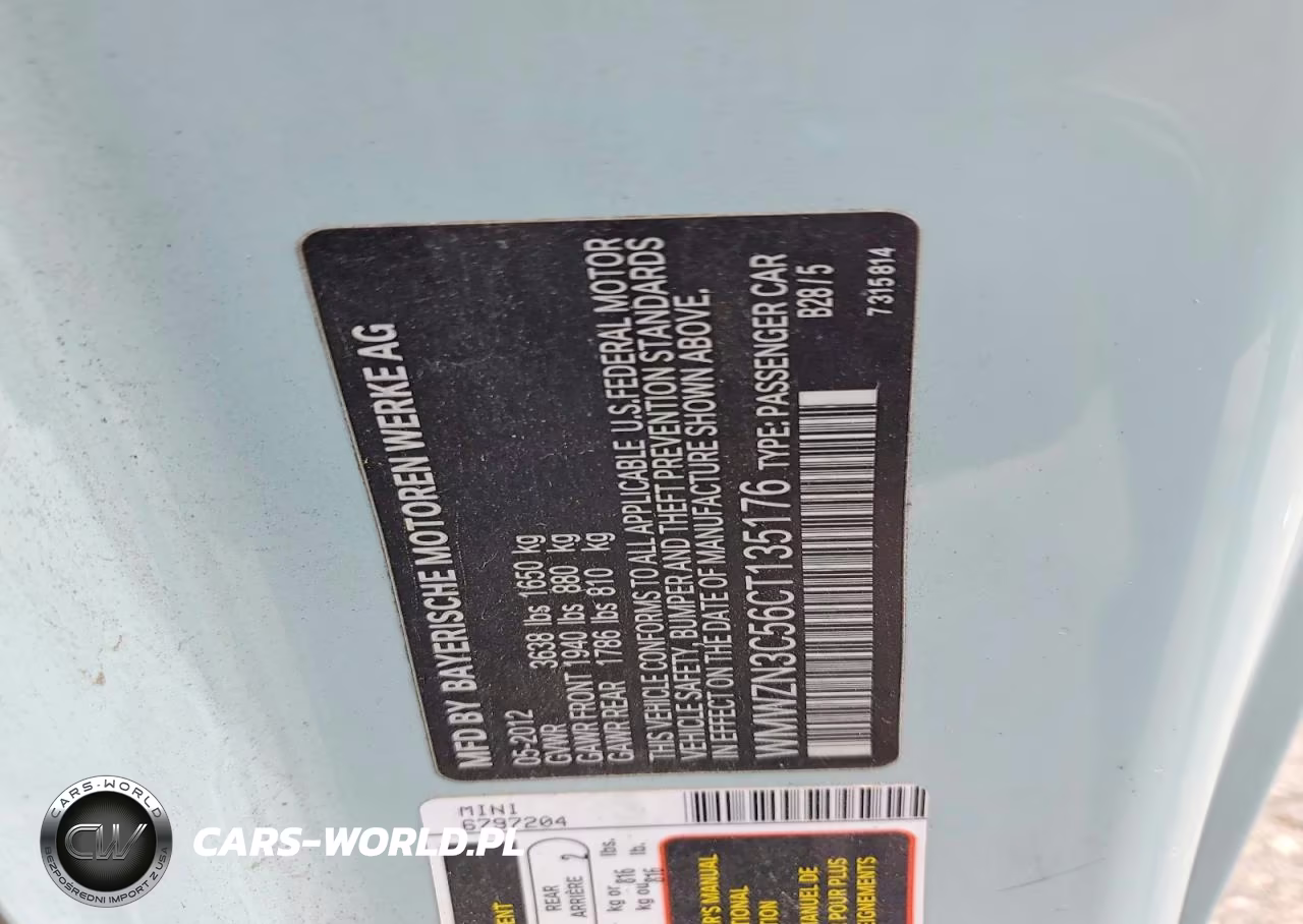2012 Mini Cooper VIN:WMWZN3C56CT135176 - 12