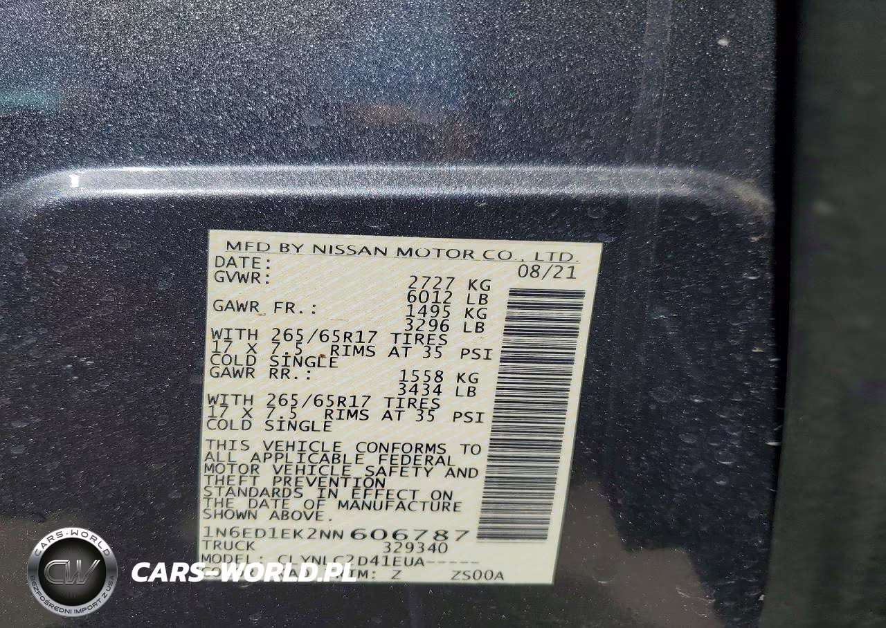 2022 Nissan Frontier Sv VIN:1N6ED1EK2NN606787 - 13