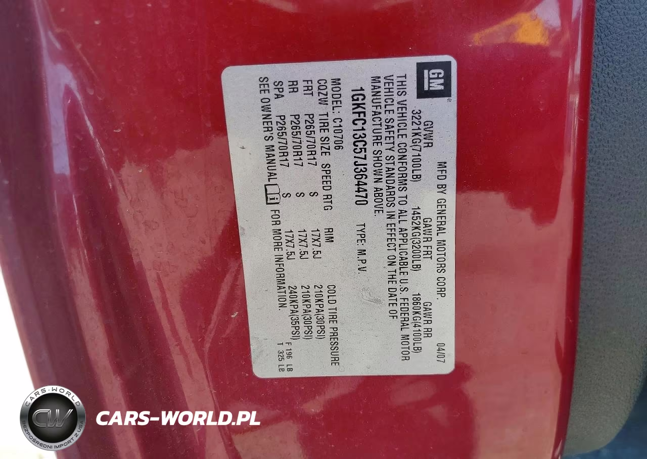 2007 GMC Yukon VIN:1GKFC13C57J364470 - 13
