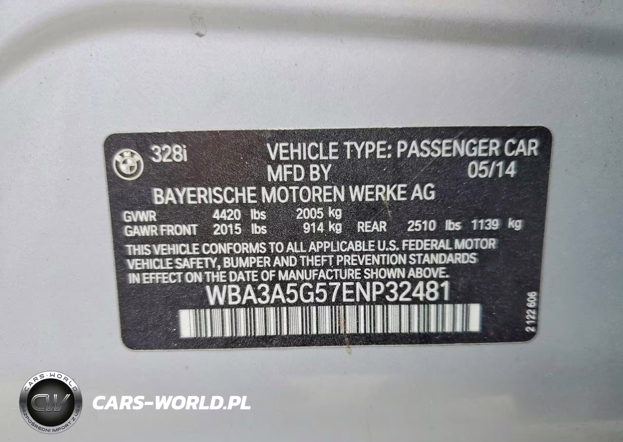 2014 BMW 328 I VIN:WBA3A5G57ENP32481 - 12