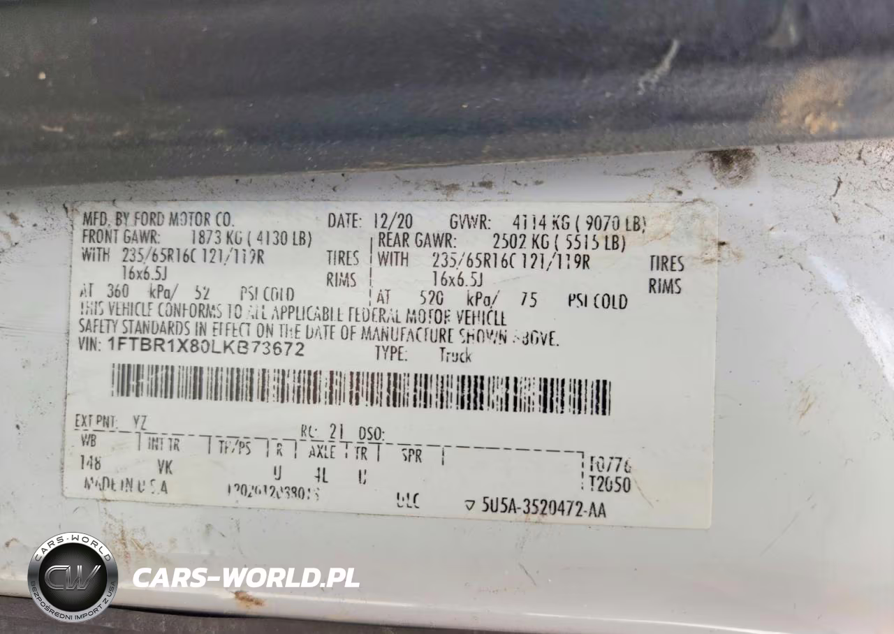 2020 Ford Transit T-250 VIN:1FTBR1X80LKB73672 - 13