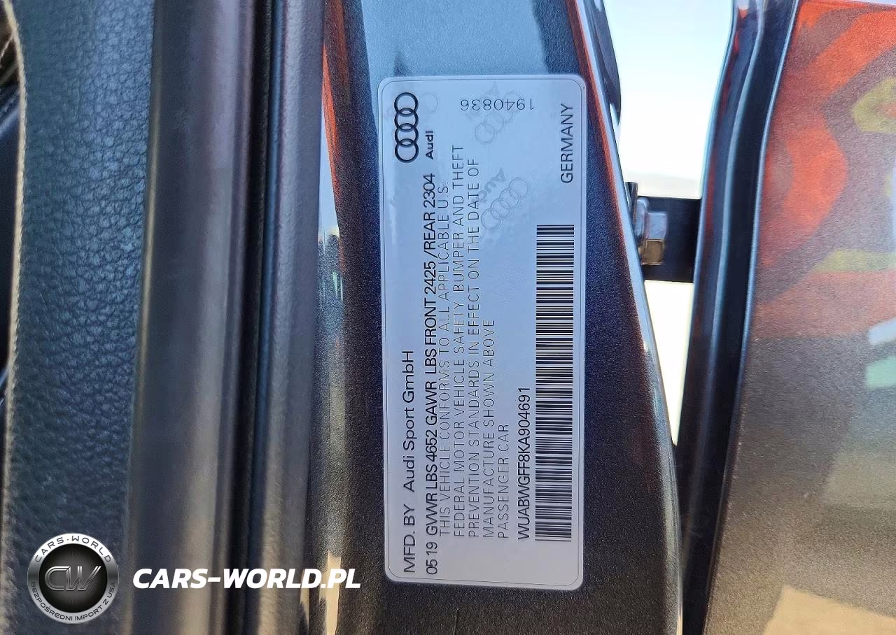 2019 Audi Rs3 VIN:WUABWGFF8KA904691 - 13