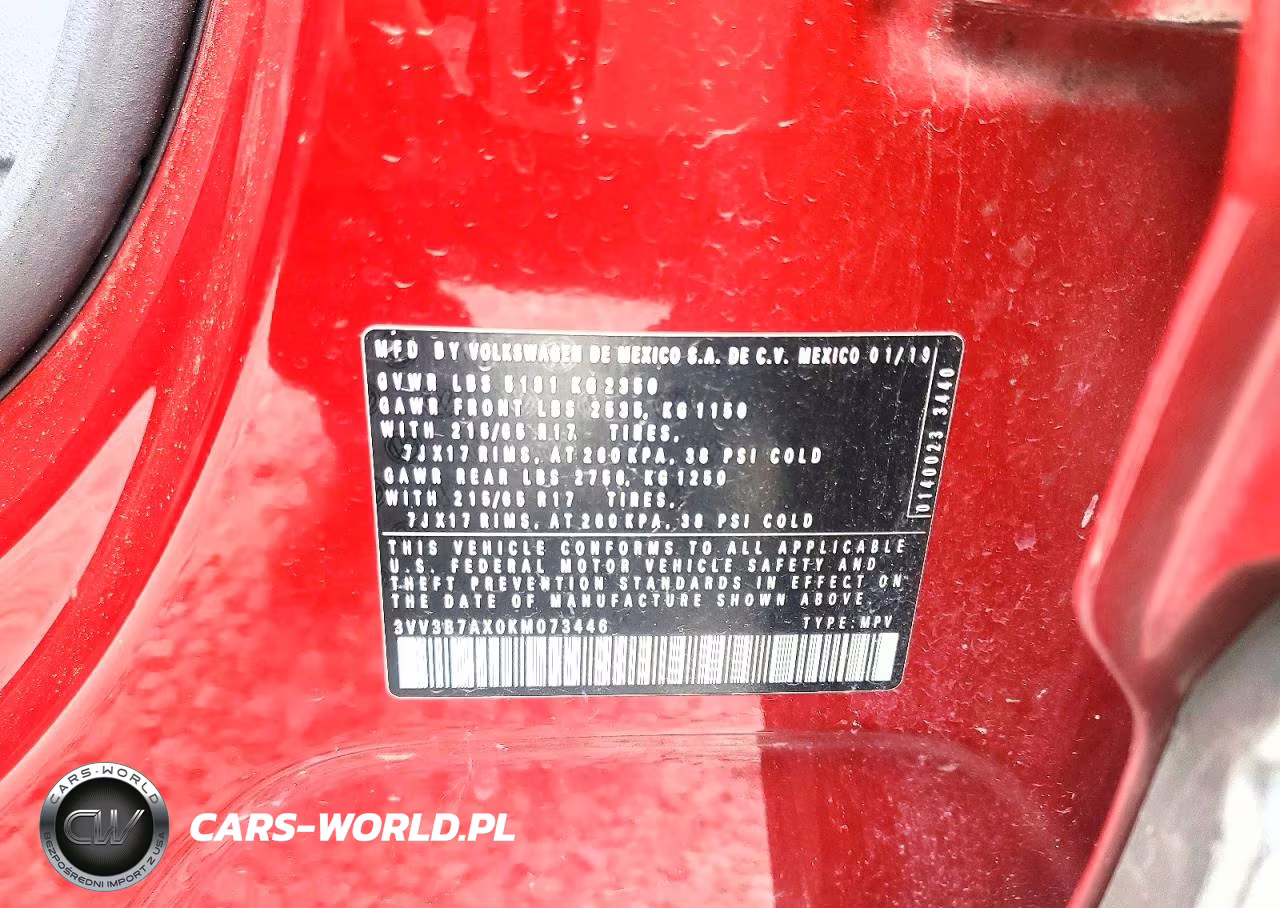2019 Volkswagen Tiguan Se VIN:3VV3B7AX0KM073446 - 13
