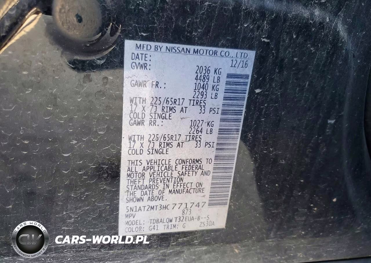 2017 Nissan Rogue Sv VIN:5N1AT2MT3HC771747 - 13
