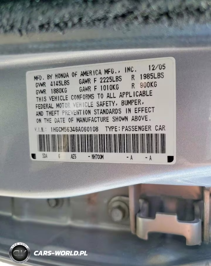 2006 Honda Accord Se VIN:1HGCM56346A060108 - 12