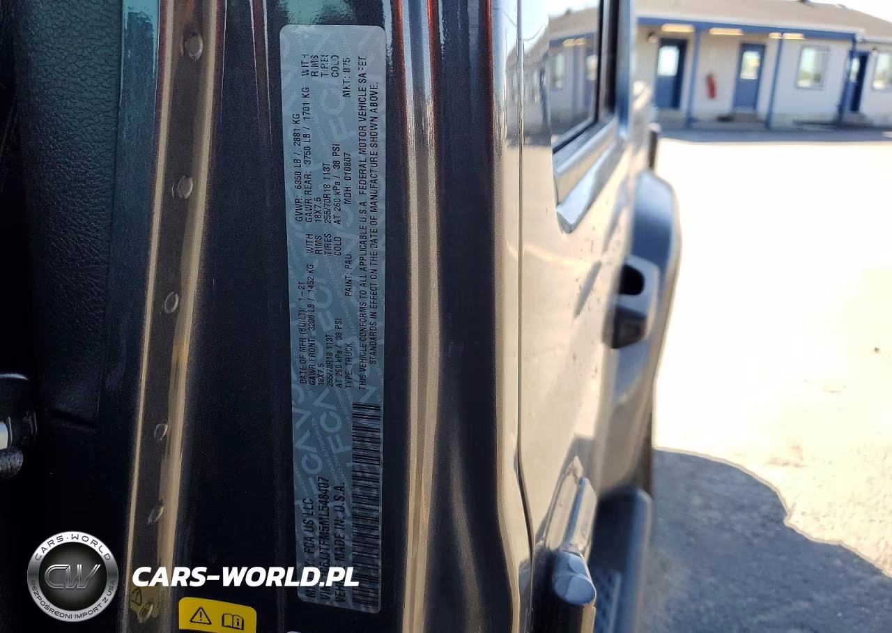 2021 Jeep Gladiator Overland VIN:1C6JJTFM5ML548407 - 12