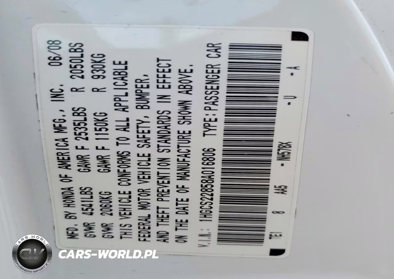 2008 Honda Accord Exl VIN:1HGCS22858A016806 - 12
