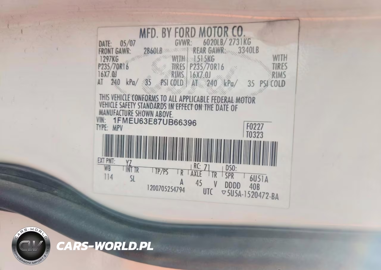 2007 Ford Explorer Xlt VIN:1FMEU63E87UB66396 - 13