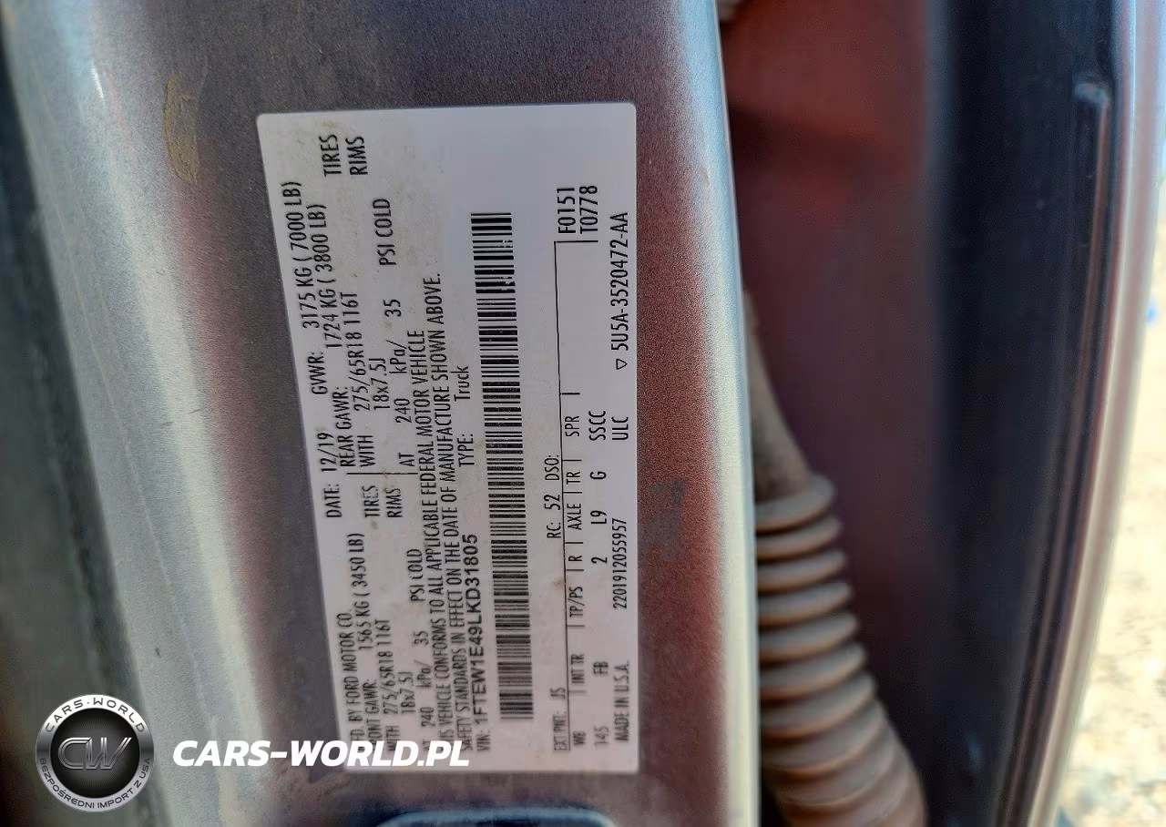 2020 Ford F150 Supercrew VIN:1FTEW1E49LKD31805 - 12