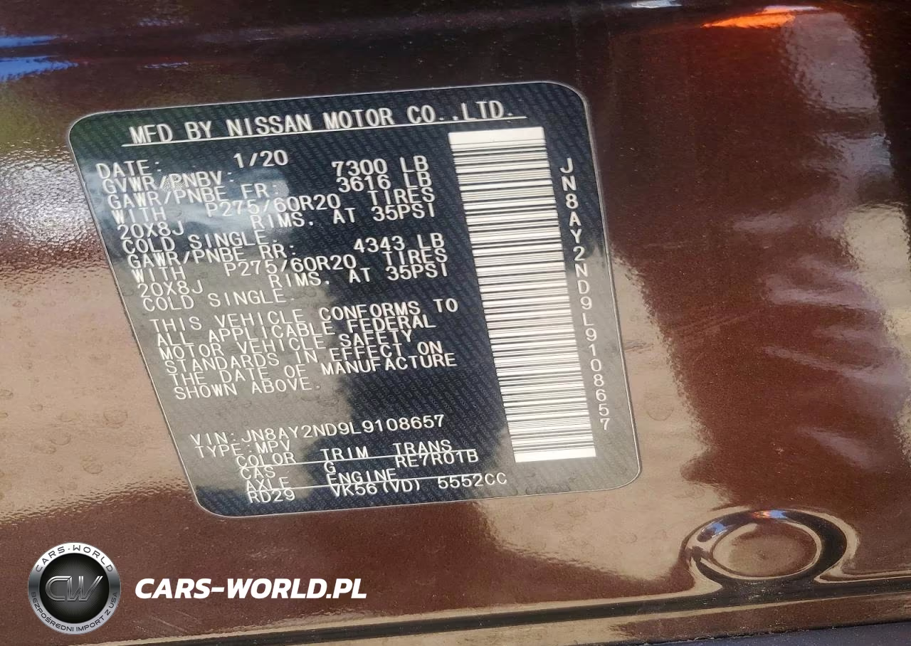 2020 Nissan Armada Sl VIN:JN8AY2ND9L9108657 - 12