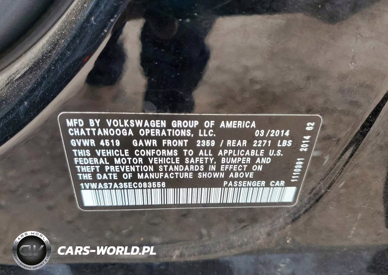 2014 Volkswagen Passat S VIN:1VWAS7A35EC083556 - 13