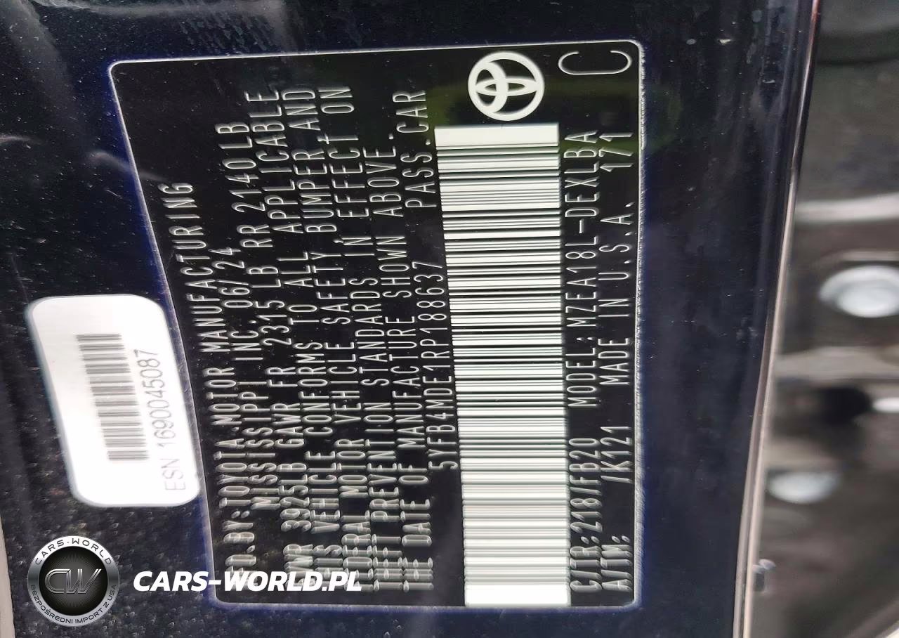 2024 Toyota Corolla Le VIN:5YFB4MDE1RP188637 - 12