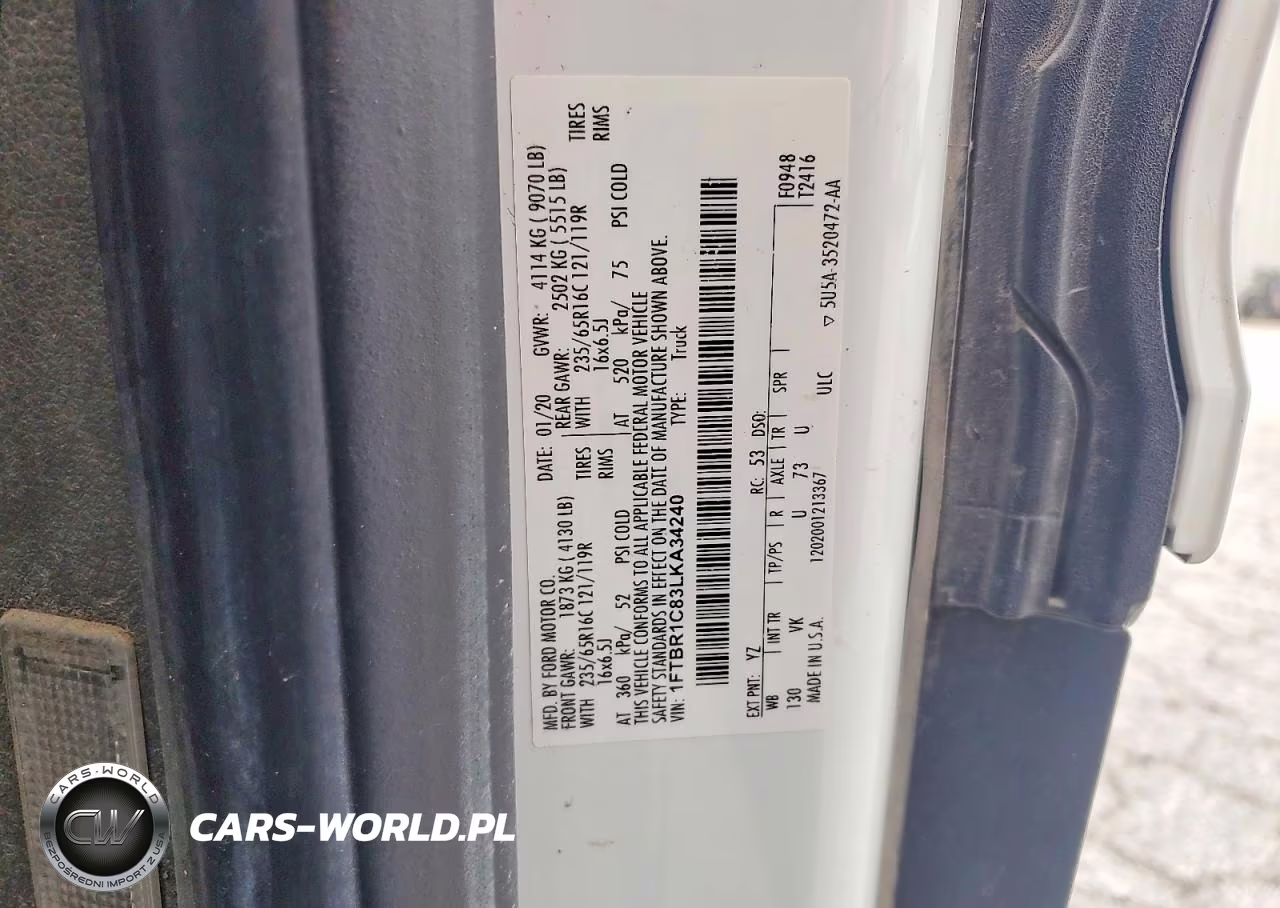 2020 Ford Transit T-250 VIN:1FTBR1C83LKA34240 - 14