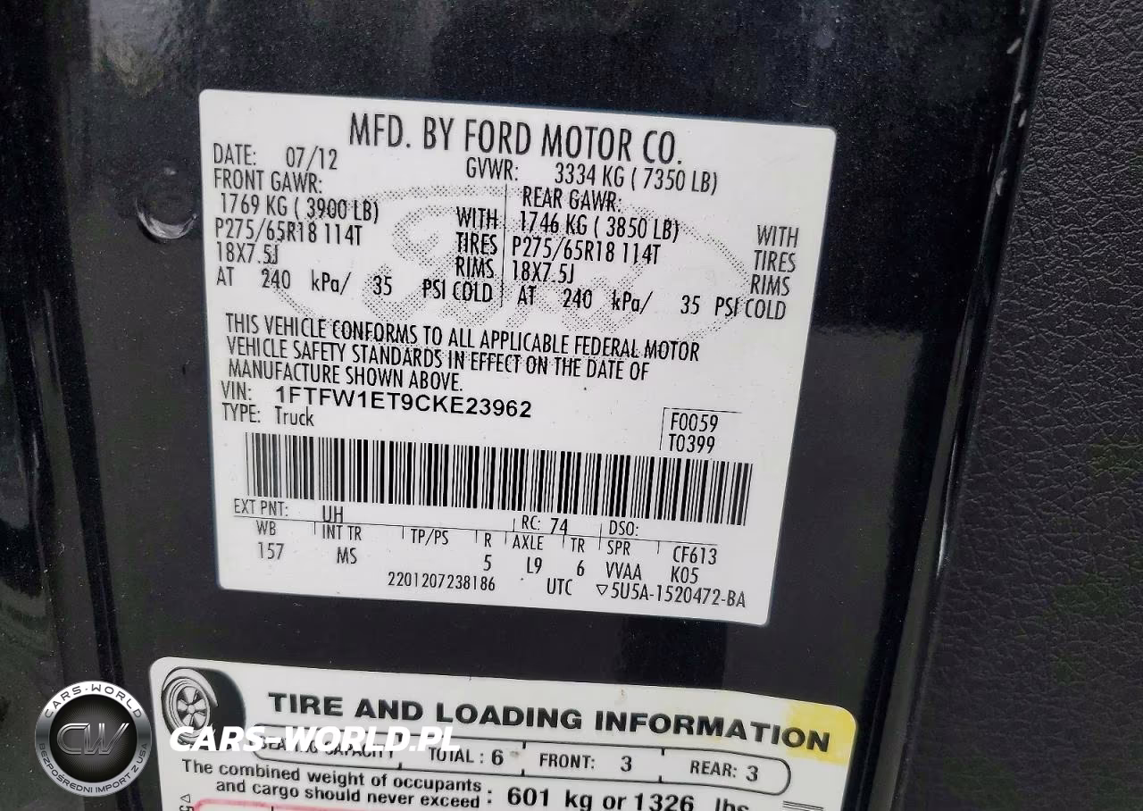 2012 Ford F150 Supercrew VIN:1FTFW1ET9CKE23962 - 12
