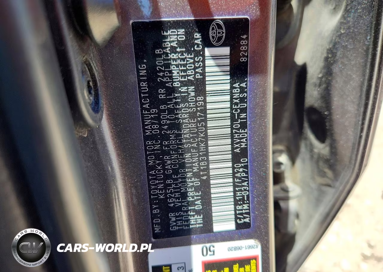 2019 Toyota Camry Le VIN:4T1B31HK7KU517198 - 12