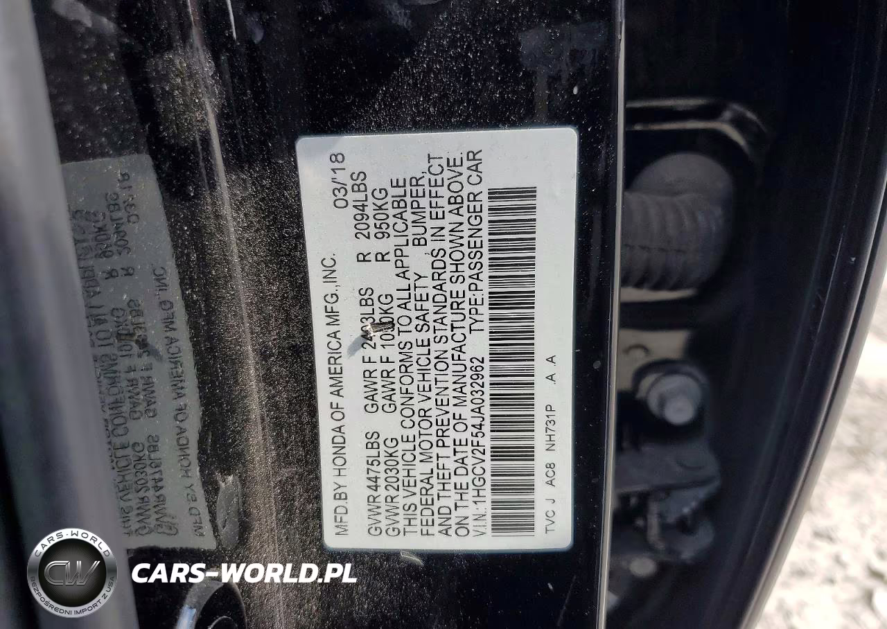 2018 Honda Accord Exl VIN:1HGCV2F54JA032962 - 13