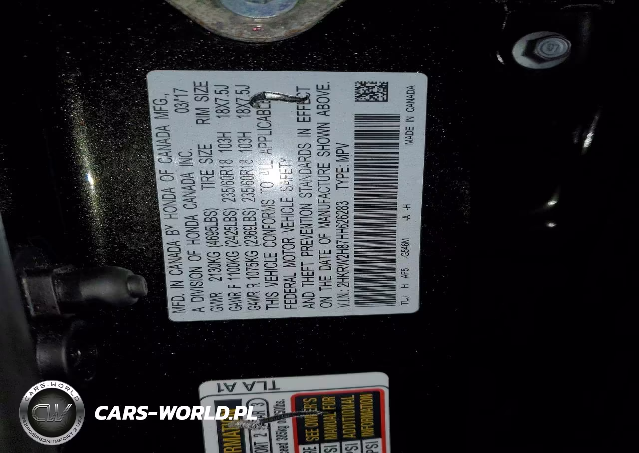 2017 Honda Cr-V Exl VIN:2HKRW2H87HH626283 - 13