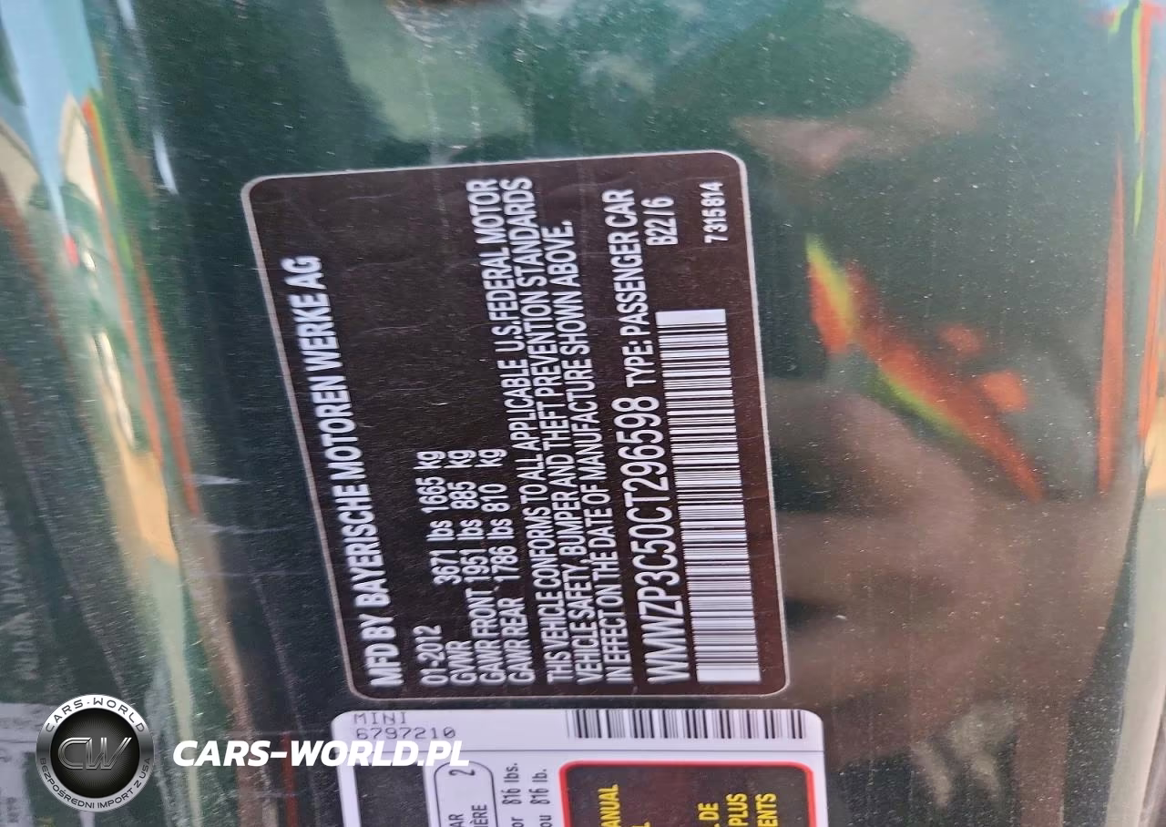 2012 Mini Cooper S VIN:WMWZP3C50CT296598 - 12