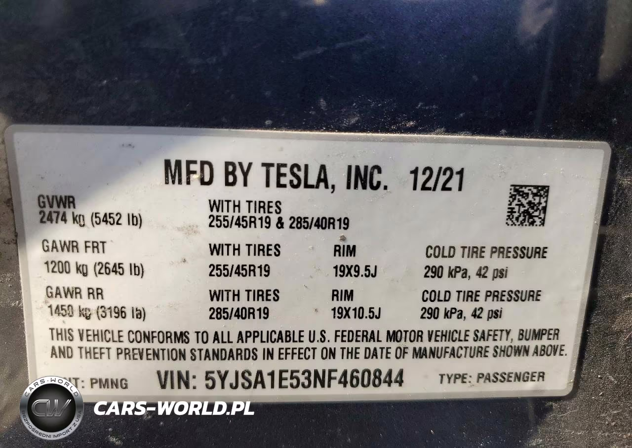 2022 Tesla Model S VIN:5YJSA1E53NF460844 - 12