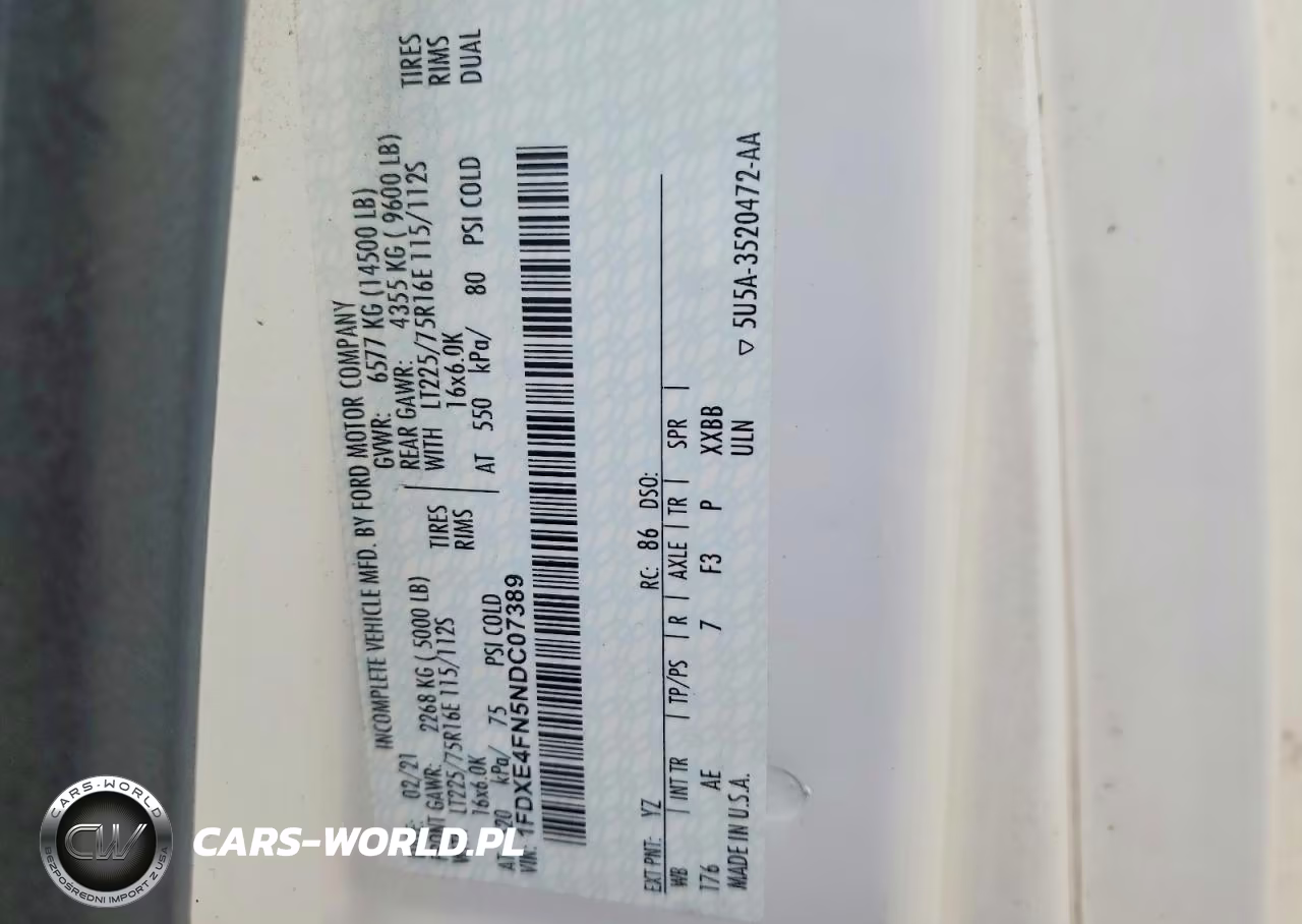 2022 Ford Econoline E450 Super Duty Cutaway Van VIN:1FDXE4FN5NDC07389 - 12