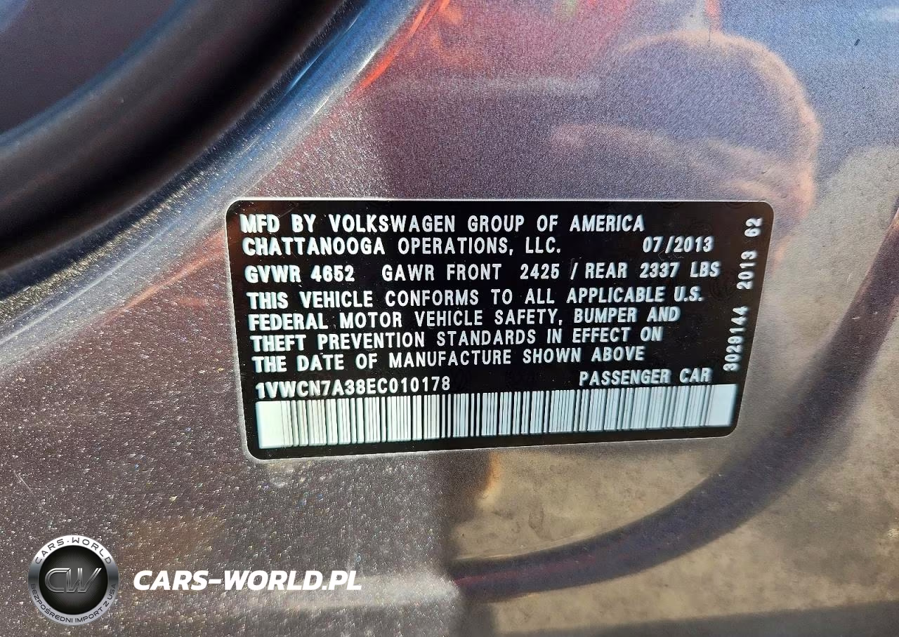 2014 Volkswagen Passat Sel VIN:1VWCN7A38EC010178 - 12
