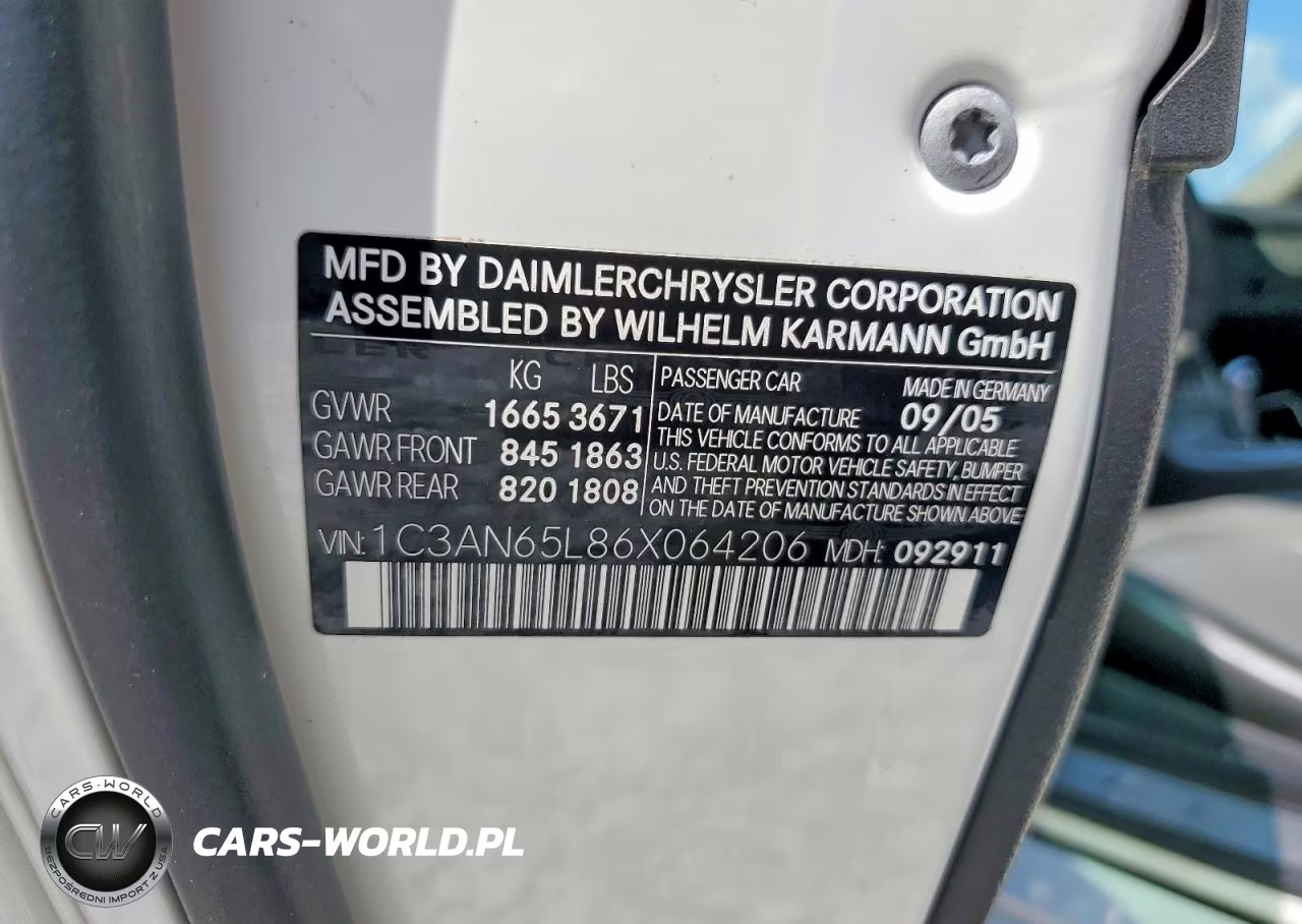 2006 Chrysler Crossfire Limited VIN:1C3AN65L86X064206 - 12