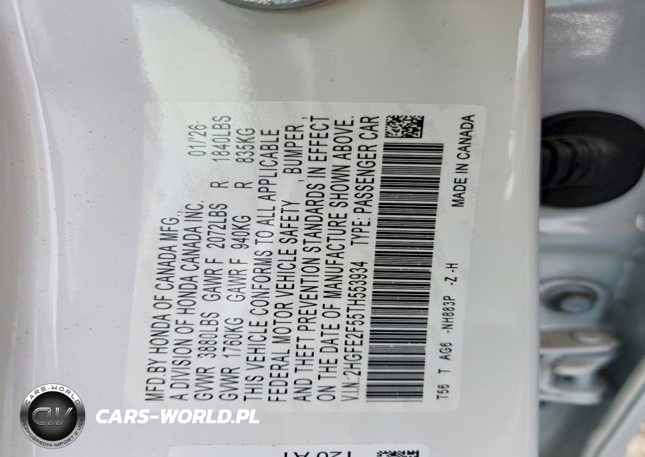 2026 Honda Civic Sport VIN:2HGFE2F55TH553934 - 12