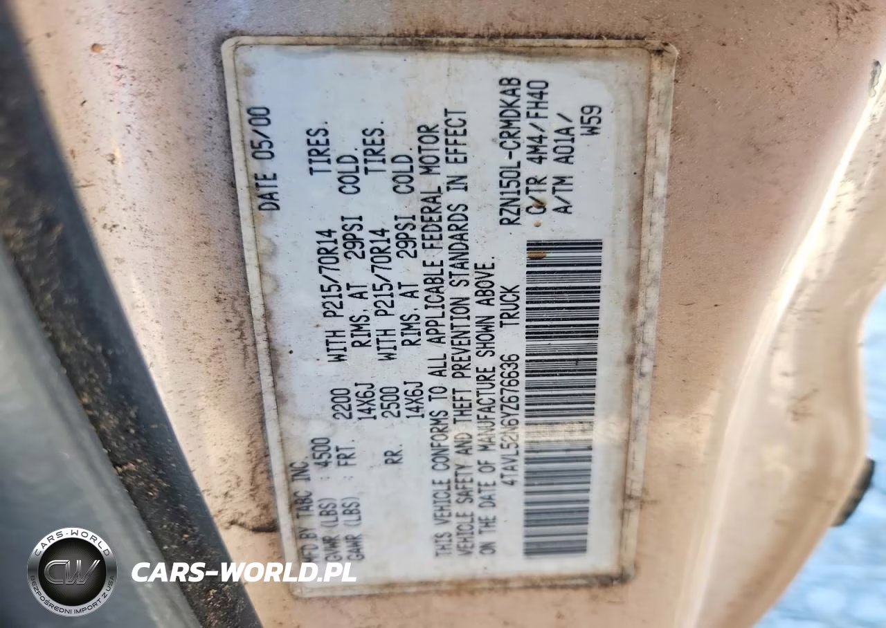2000 Toyota Tacoma Xtracab VIN:4TAVL52N6YZ676636 - 12