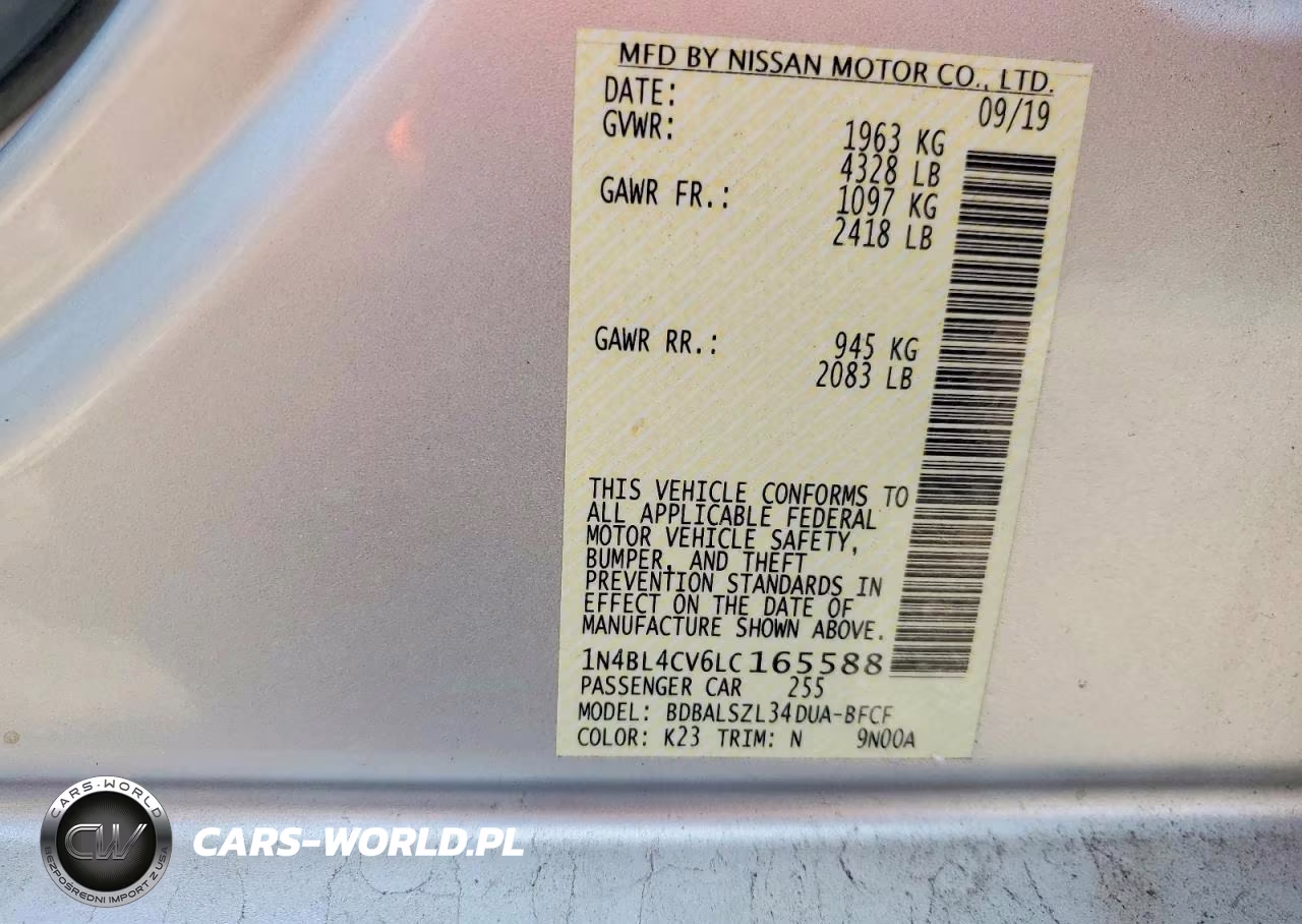 NISSAN ALTIMA SR VIN:1N4BL4CV6LC165588 - 12
