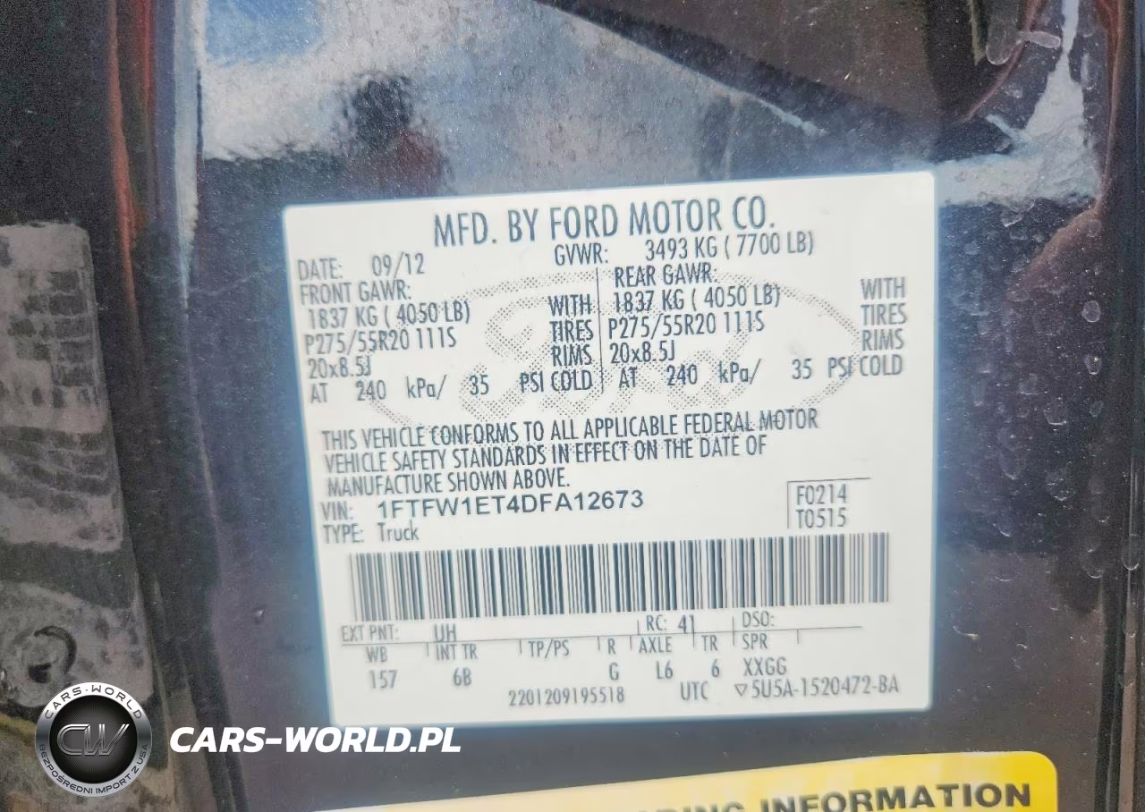2013 Ford F150 Supercrew VIN:1FTFW1ET4DFA12673 - 12