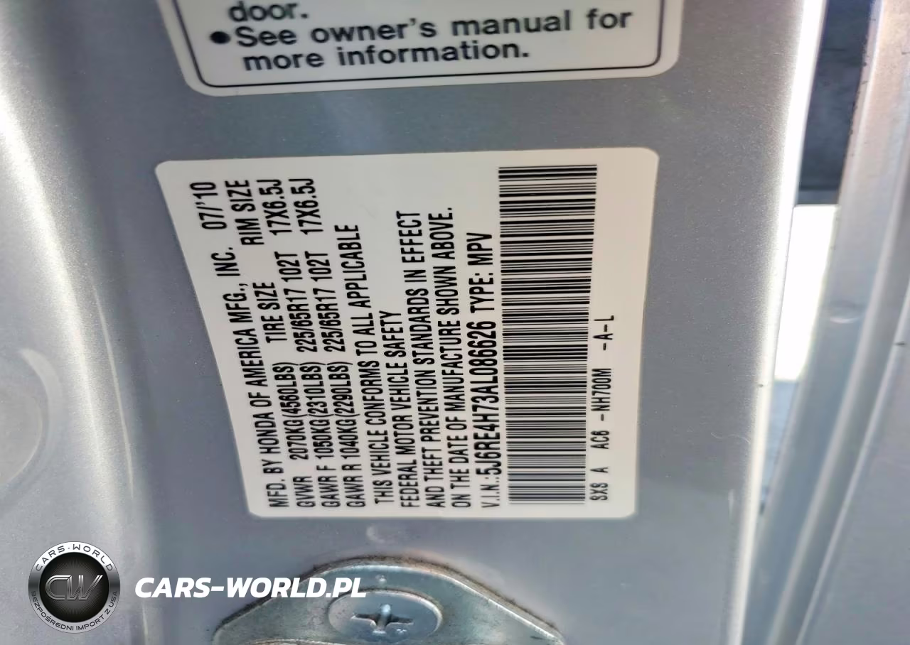 2010 Honda Cr-V Exl VIN:5J6RE4H73AL086626 - 13