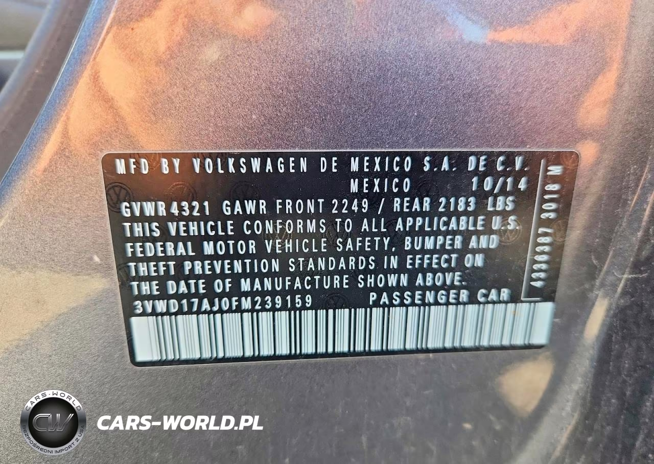 2015 Volkswagen Jetta Se VIN:3VWD17AJ0FM239159 - 12
