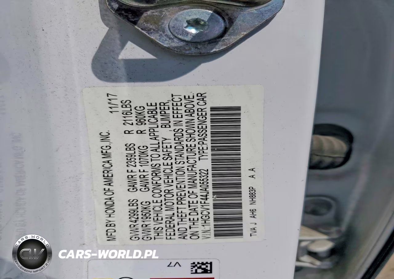 2018 Honda Accord Ex VIN:1HGCV1F44JA055322 - 13