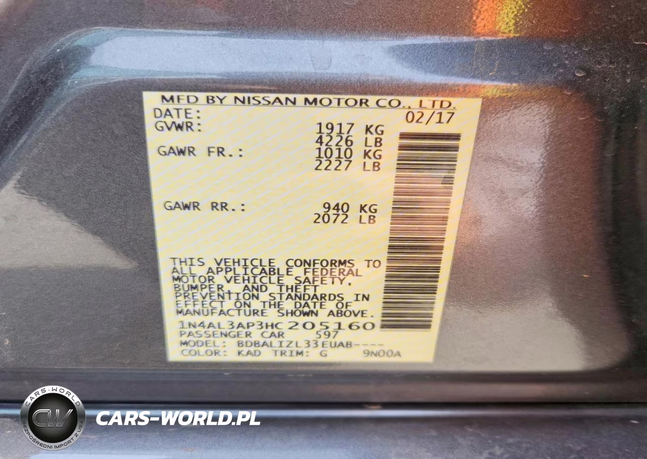 2017 Nissan Altima 2.5 Sv VIN:1N4AL3AP3HC205160 - 13