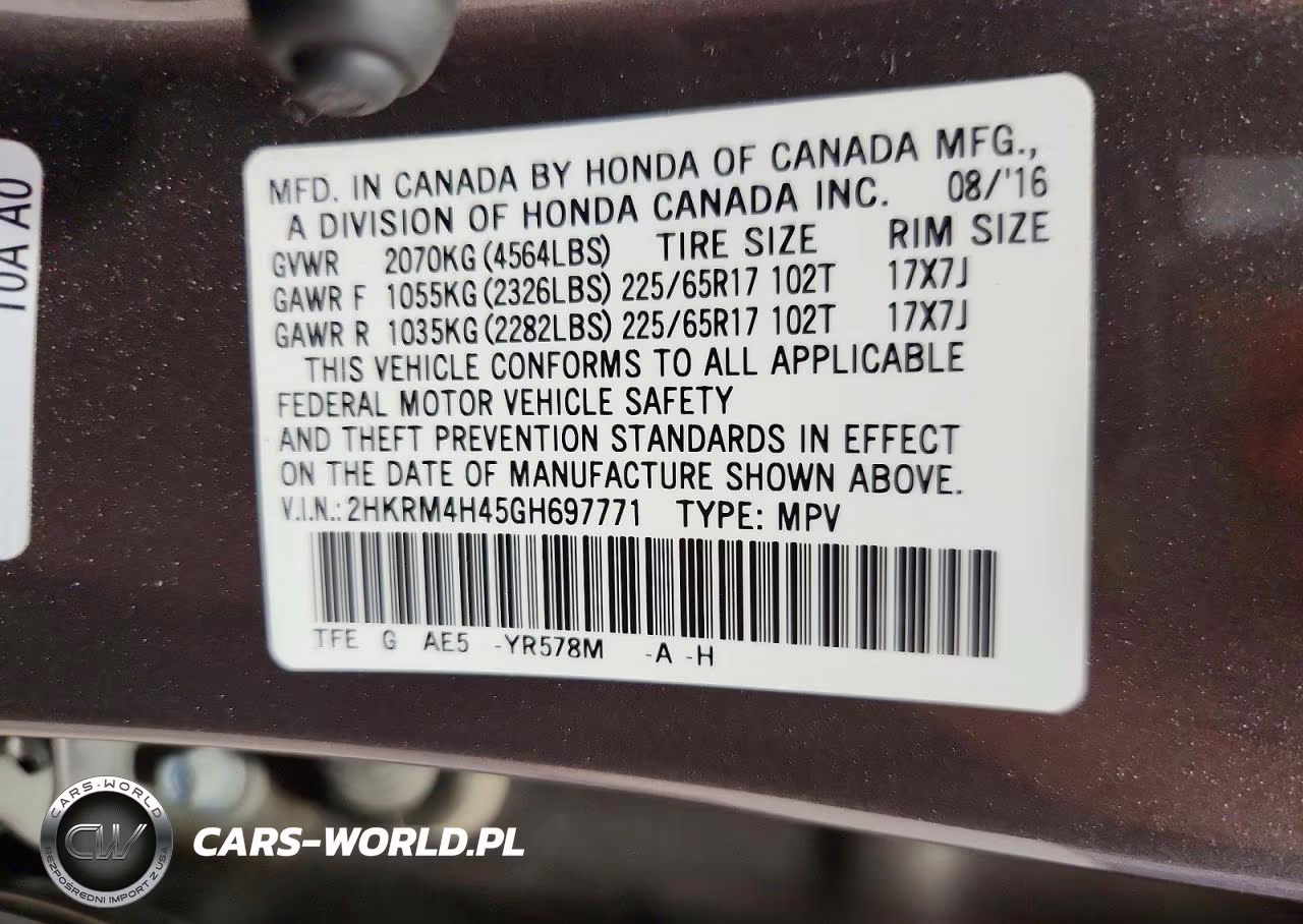 2016 Honda Cr-V Se VIN:2HKRM4H45GH697771 - 13