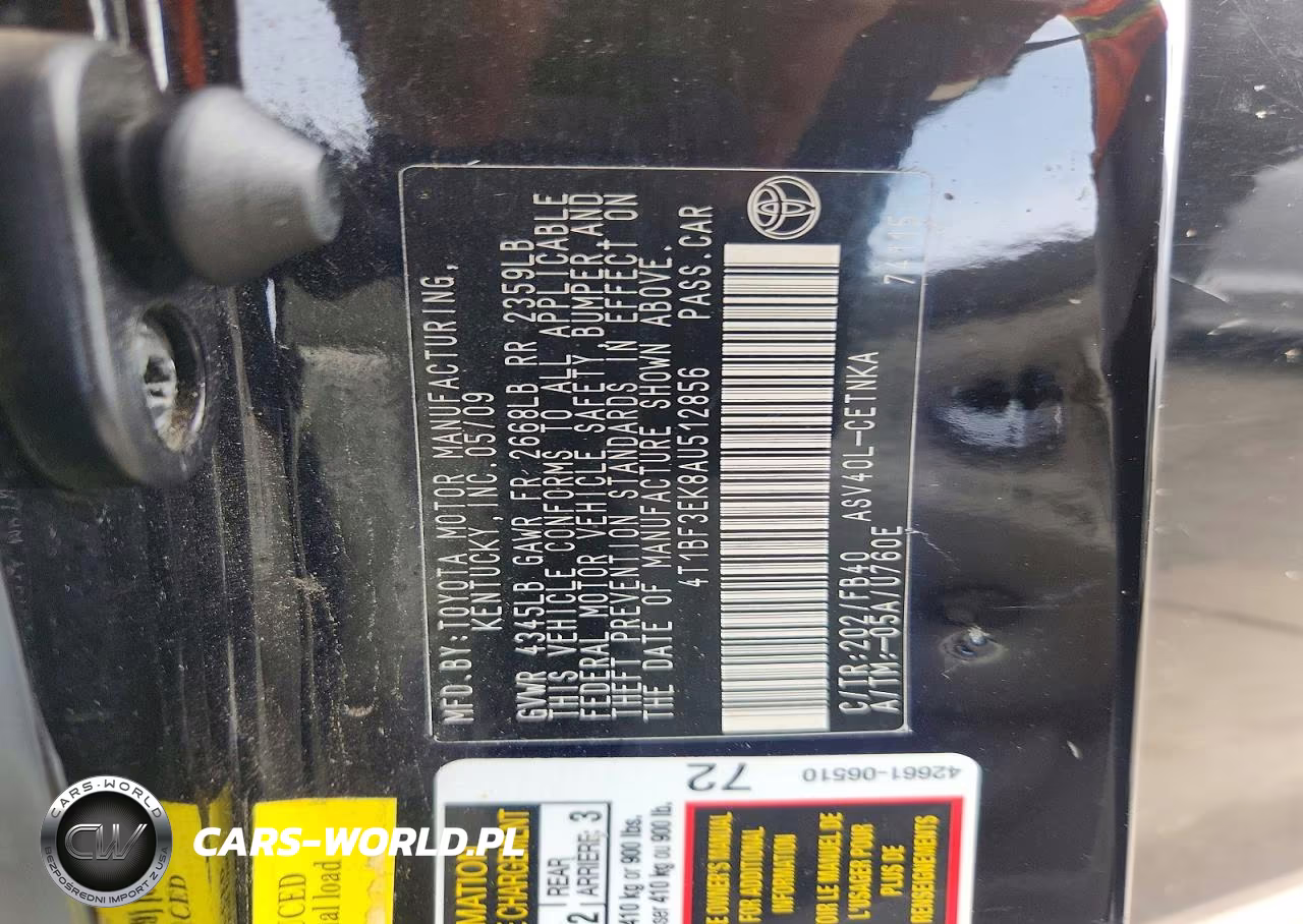2010 Toyota Camry Base VIN:4T1BF3EK8AU512856 - 12
