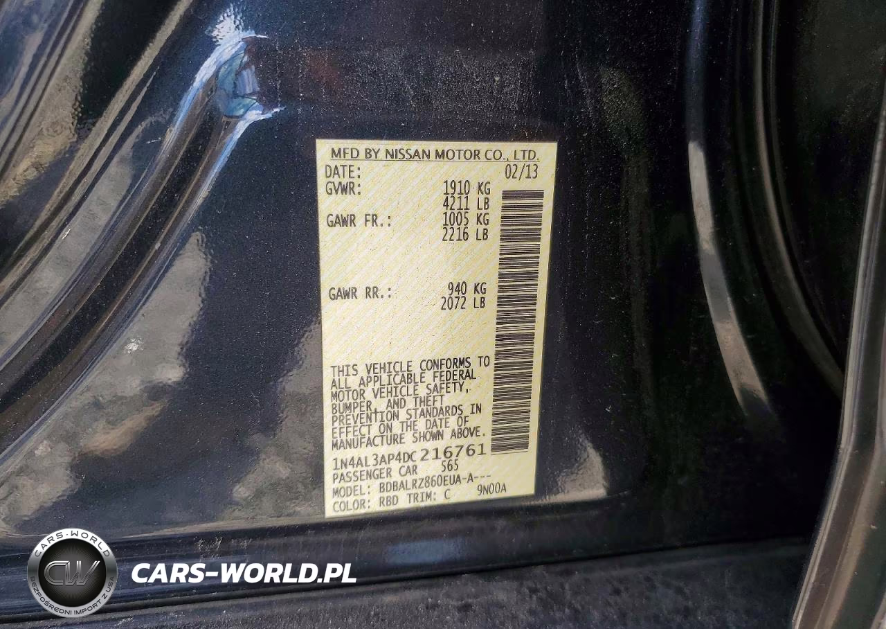 2013 Nissan Altima 2.5 VIN:1N4AL3AP4DC216761 - 12