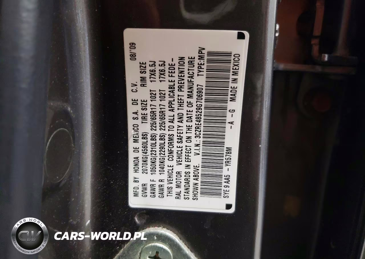 2009 Honda Cr-V Ex VIN:3CZRE48529G706907 - 13